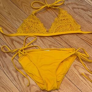 Xhilaration Yellow Crochet Triangle Bikini